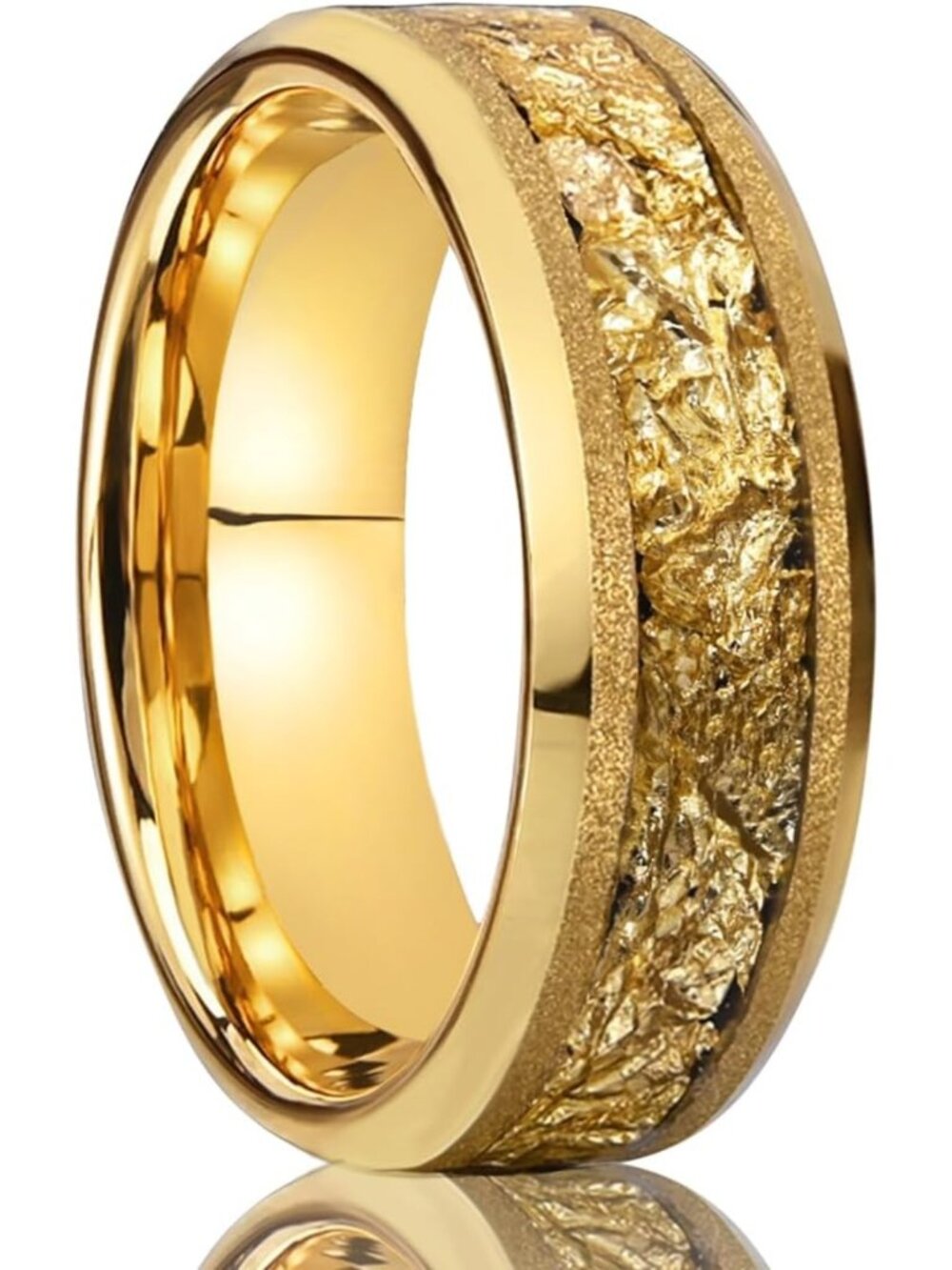 Stylish 8mm/6mm Gold Tungsten Wedding Bands for Men & Women - Durable & Elegant